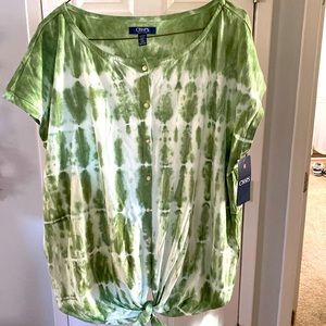 ‼️NWT Chaps Green Tie-Dye Top